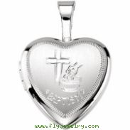 Sterling Silver 12.50X12.00 MM Polished BAPTISM HEART LOCKET