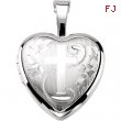 Sterling Silver 12.50X12.00 MM Polished CROSS HEART LOCKET