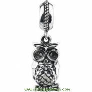 Sterling Silver 15.00X3.00 MM Polished KERA OWL DANGLE