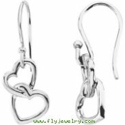 Sterling Silver 16.50X9.50 MM PAIR Polished METAL HOOK HEART EARRING