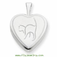 Sterling Silver 16mm Cat Heart Locket chain