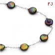 Sterling Silver 18 INCH 12.00-13.00 MM FRESHWATER CULTRUED BLACK COIN PEARL STATION NECKLACE Freshwa