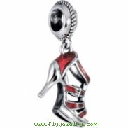 Sterling Silver 18.00X12.00 MM Polished KERA RED HEEL DANGLE