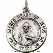 Sterling Silver 18.5 Rd Sacred Hrt Of Jesus Pnd Mdl