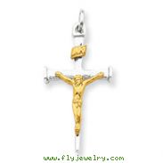Sterling Silver 18K Gold Plated Crucifix Charm