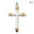 Sterling Silver 18K Gold Plated Rope Cross Pendant