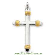 Sterling Silver 18K Gold Plated Rope Cross Pendant