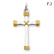 Sterling Silver 18K Gold Plated Rope Cross Pendant