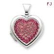 Sterling Silver 18mm Heart Rose, Light Rose Crystal Locket