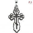 Sterling Silver 19.00X13.00 MM Polished ORTHODOX CROSS PENDANT W/BLACK