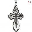 Sterling Silver 19.00X13.00 MM Polished ORTHODOX CROSS PENDANT W/BLACK