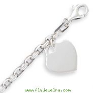 Sterling Silver 1.9mm Heart Charm Bracelet