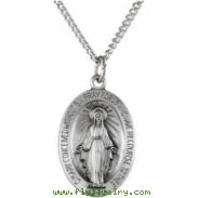 Sterling Silver 19X13.75 Oval Miraculous Pend Medal