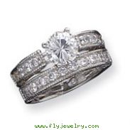 Sterling Silver 2-Piece CZ Wedding Set Ring