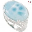 Sterling Silver 20.00 X Genuine Larimar Ring