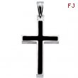 Sterling Silver 20.00X13.00 MM Polished CROSS W/BLACK EPOXY