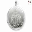 Sterling Silver 20mm Blessed Mother Mary Oval Locket chain