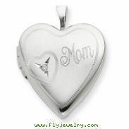 Sterling Silver 20mm Mom with Diamond Heart Locket chain