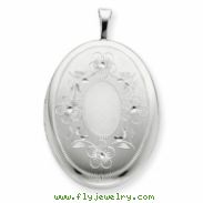 Sterling Silver 20mm Oval with Flowers Oval Locket chain