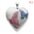 Sterling Silver 20mm with Enameled Butterflies Heart Locket chain