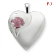 Sterling Silver 20mm with Enameled Rose Heart Locket chain