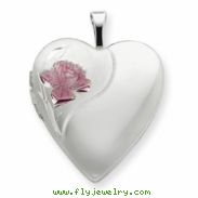 Sterling Silver 20mm with Enameled Rose Heart Locket chain