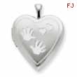 Sterling Silver 20mm with Handprints Heart Locket chain