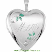 Sterling Silver 21.00X19.25 MM Polished MOM LOCKET WITH COLOR