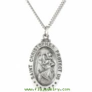 Sterling Silver 21.25 X 14.5 Oval St. Christopher Pend Medl