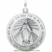 Sterling Silver 22.00 MM MEDAL ONLY Polished MIRACULOUS MEDAL W/OUT CHAIN