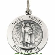 Sterling Silver 22.00 MM St. Raphael Medal