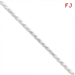 Sterling Silver 2.25mm Diamond-cut Rope Chain anklet