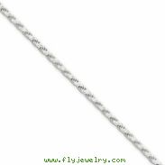 Sterling Silver 2.25mm Flat Rope Chain bracelet