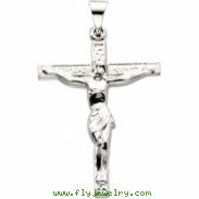 Sterling Silver 24.5X19.25 Polished CROSS W/ CRUCIFIX