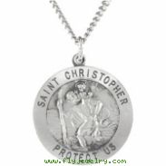 Sterling Silver 25.00 MM St. Christopher Medal