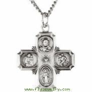 Sterling Silver 25.00X24.00 MM 4-way Cross Medal