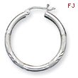 Sterling Silver 2.50mm Satin Diamond-Cut Hoop Earrings