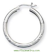 Sterling Silver 2.50mm Satin Diamond-Cut Hoop Earrings