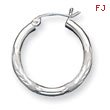 Sterling Silver 2.50mm Satin Diamond-Cut Hoop Earrings