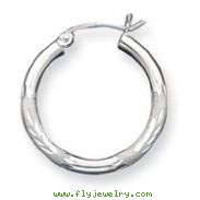 Sterling Silver 2.50mm Satin Diamond-Cut Hoop Earrings