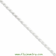 Sterling Silver 2.75mm Diamond-cut Rope Chain anklet