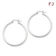 Sterling Silver 2mm Diamond Cut Hoop Earrings