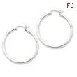 Sterling Silver 2mm Satin & Diamond Cut Hoop Earrings