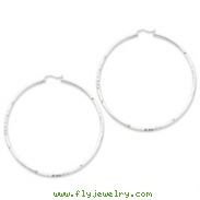 Sterling Silver 2mm Satin & Diamond Cut Hoop Earrings