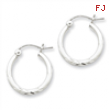 Sterling Silver 2mm Satin Diamond-cut Tube Hoop Earrings