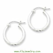 Sterling Silver 2mm Satin Diamond-cut Tube Hoop Earrings