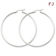 Sterling Silver 2x57mm Round Hoop Earrings