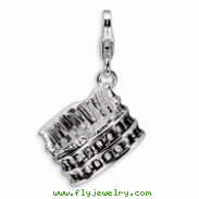 Sterling Silver 3-D Antiqued Colliseum  With Lobster Clasp Charm