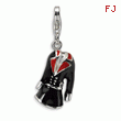 Sterling Silver 3-D Black & Red Enameled Coat With Lobster Clasp Charm