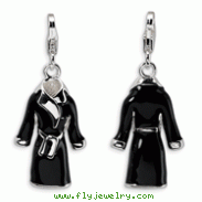 Sterling Silver 3-D Enameled Black Robe With Lobster Clasp Charm